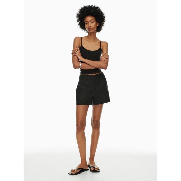 High waisted pleated linen black shorts pockets by Wilfred with linen size 10 - Picture 1 of 16